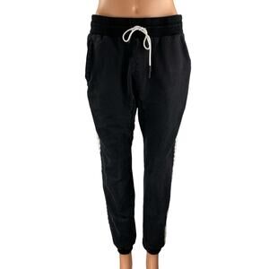 Yidarton Womens Black Striped Trim Drawstring Athletic Jogger Sweat Pants Size M